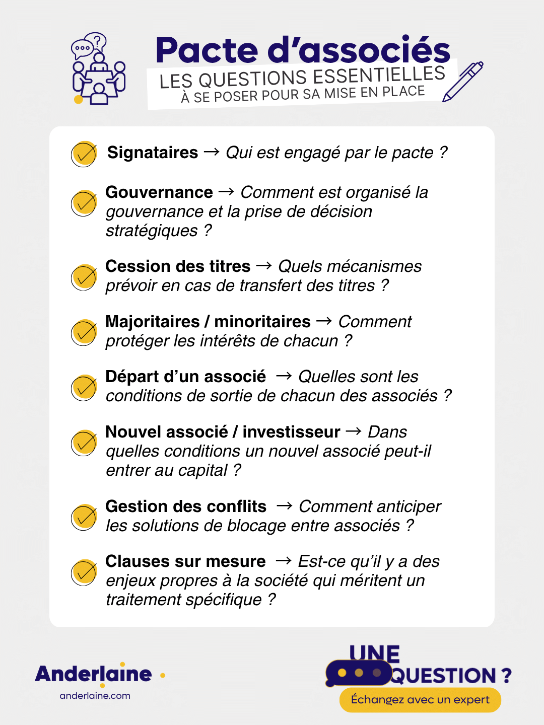 pacte d'associés : les questions à se poser pour la rédaction